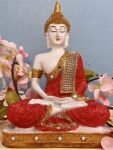 Polyresin Sitting Buddha Idol Statue Showpiece Antique orange red white