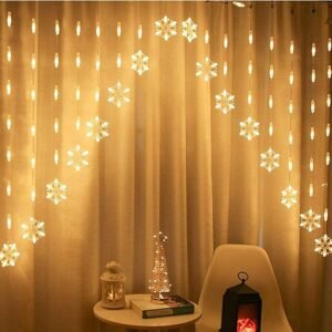 16 Star V-Shape Snowflakes Curtain Light (Golden)