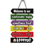 Welcome to our comfortable happy home Quote Printed Home Wall Door Sign Hanging