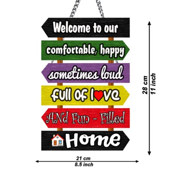 Welcome to our comfortable happy home Quote Printed Home Wall Door Sign Hanging