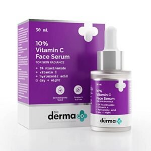 The Derma Co 10% Vitamin C Face Serum I With Vitamin C, 5% Niacinamide & Hyaluronic Acid I For Skin Radiance I Day + Night Regimen | Suitable For All Skin Types- 30ml