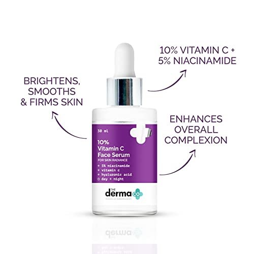 The Derma Co 10% Vitamin C Face Serum I With Vitamin C, 5% Niacinamide & Hyaluronic Acid I For Skin Radiance I Day + Night Regimen | Suitable For All Skin Types- 30ml