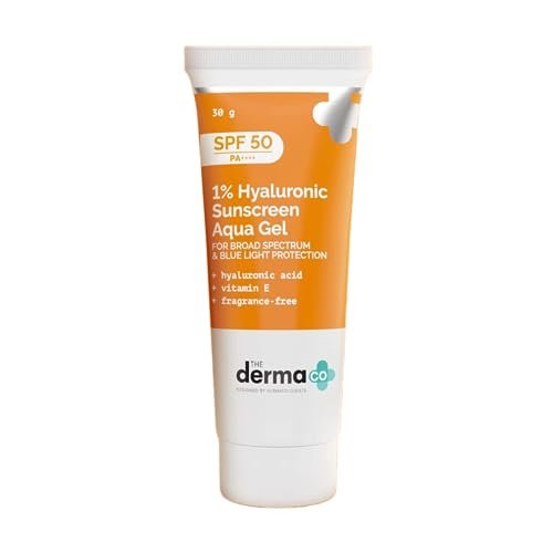 The Derma Co 1% Hyaluronic Sunscreen SPF 50 Aqua Gel, PA++++, Lightweight, No white-cast for Broad Spectrum & Blue Light Protection for Oily, Dry, Acne-prone Skin - 30g  Migento.com Fashion