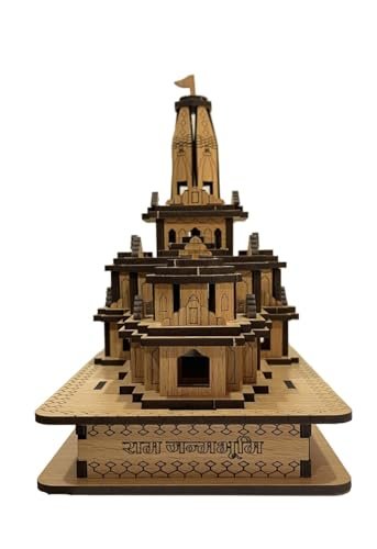 MIGENTO INDIA ELISBURRY Ram mandir Ayodhya 3D Wood Temple for Gift, Traditional Temple for Home, Hand Crafted Wooden Temple for Gifting, Occasional Gift, Wooden Temple for Office  Migento.com Home & Kitchen