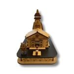 MIGETO INDIA HaridwarDivine Wooden Hand Carved 3D Mini Shri Kedarnath Temple, Brown with Attached Nandi Maharaj and Trishul for Temple, Cardashboard, Gifting  Migento.com Home & Kitchen