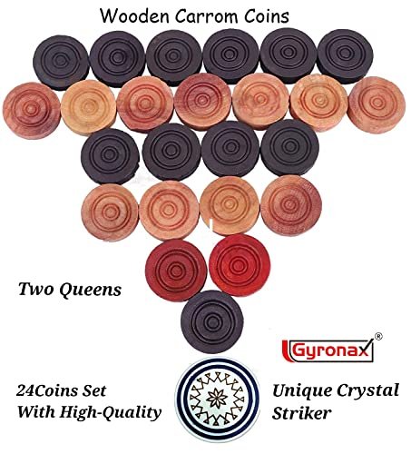 MIGENTO INDIA Buy Gyronax Wooden Carrom Coin (24 Coins with 1 STRICKER) with Carrom Powder for all ages Online at Low Prices in India - Migento.com